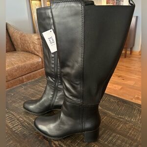 NATURALIZER Womens Black Wide Calf Leather Knee High Boots Shoes 9.5 M WC NWT